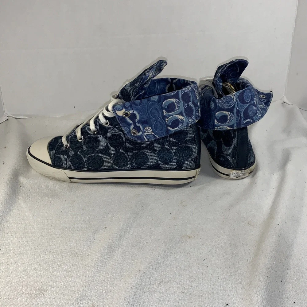Coach Women’s Bonney Signature Blue Canvas Twill Denim High-Top Sneakers